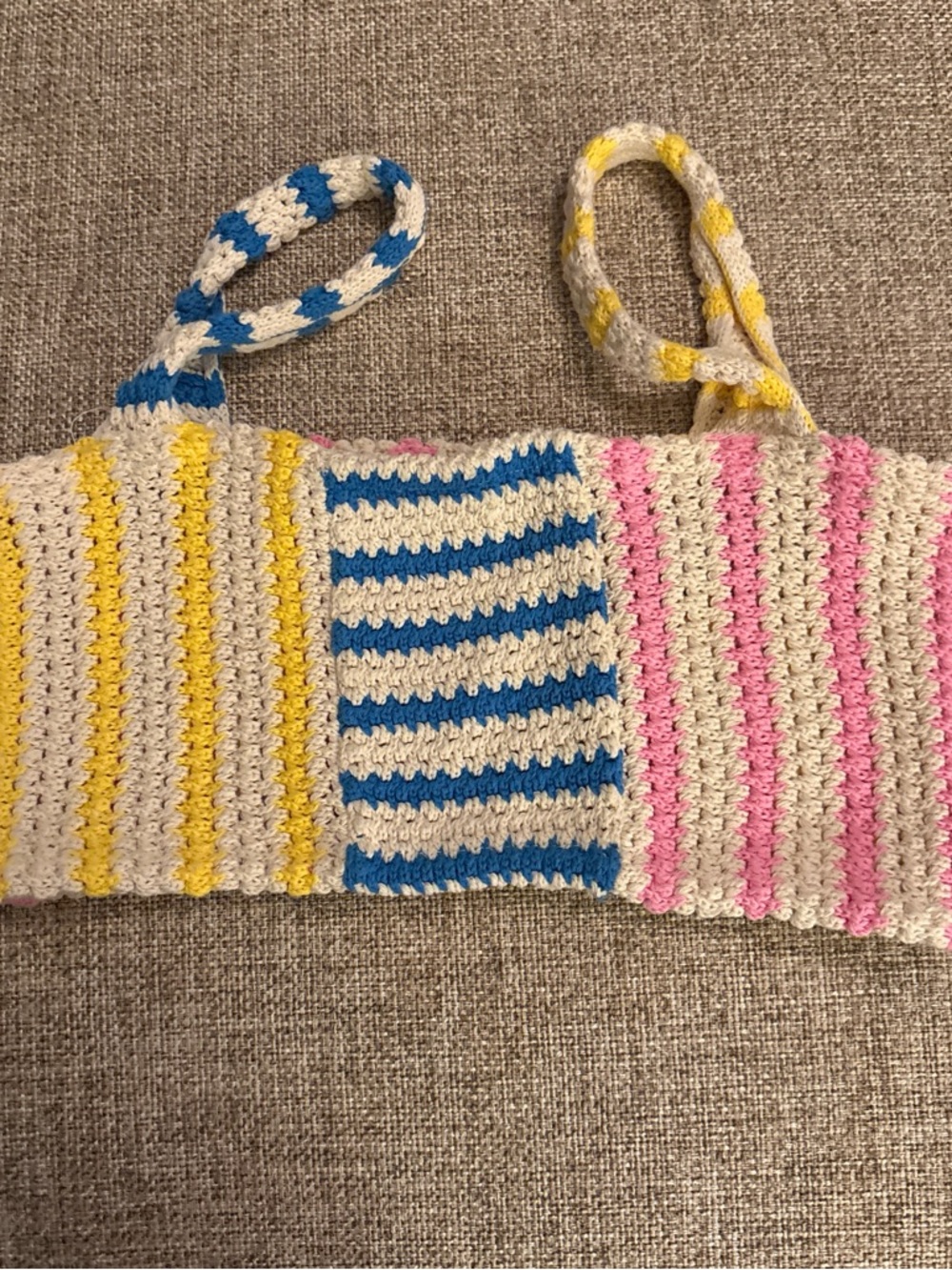Zara Crochet Striped Crop Top in Pink, Blue & Yellow